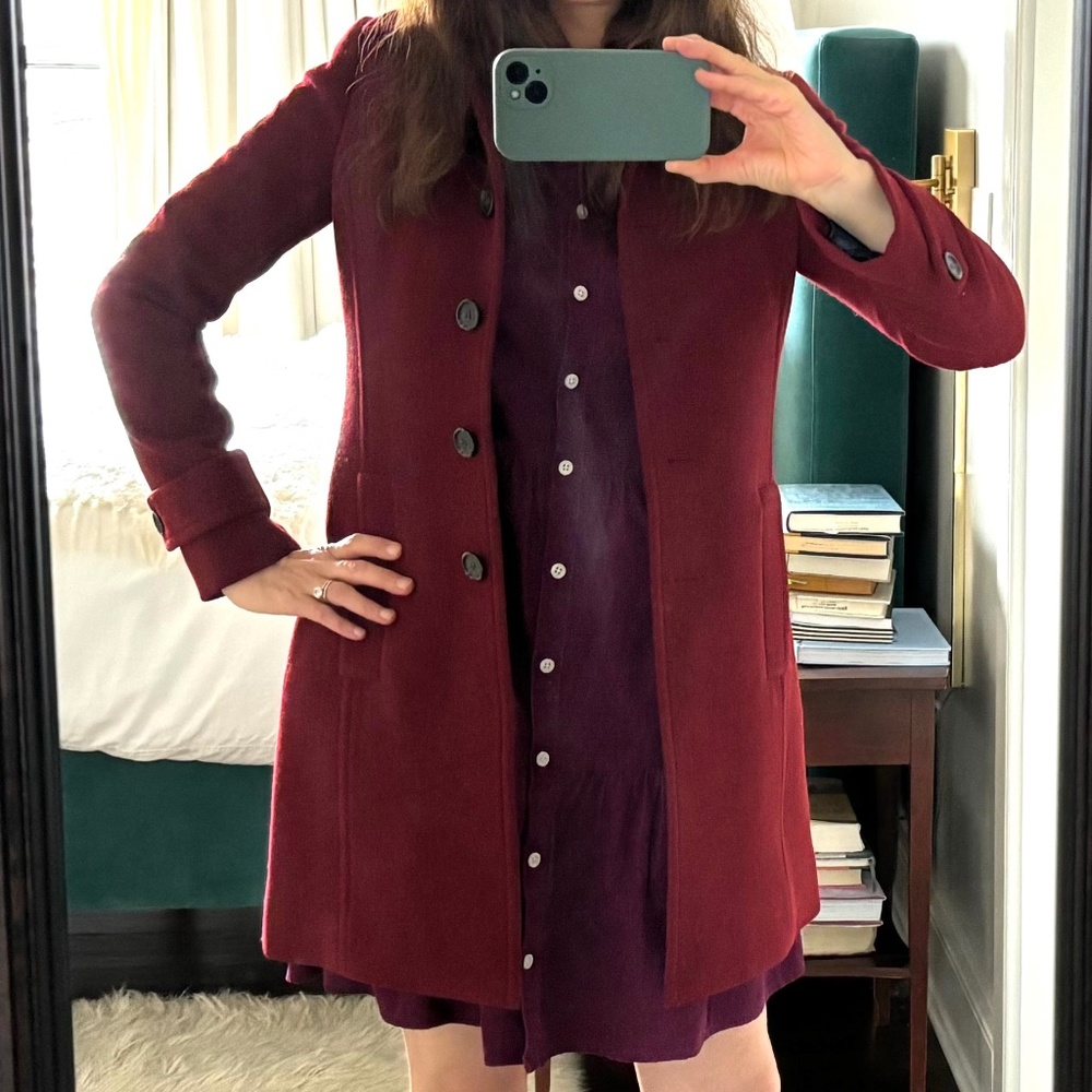 J Crew Wool Jacket size 0 in a Merlot or Wine Color